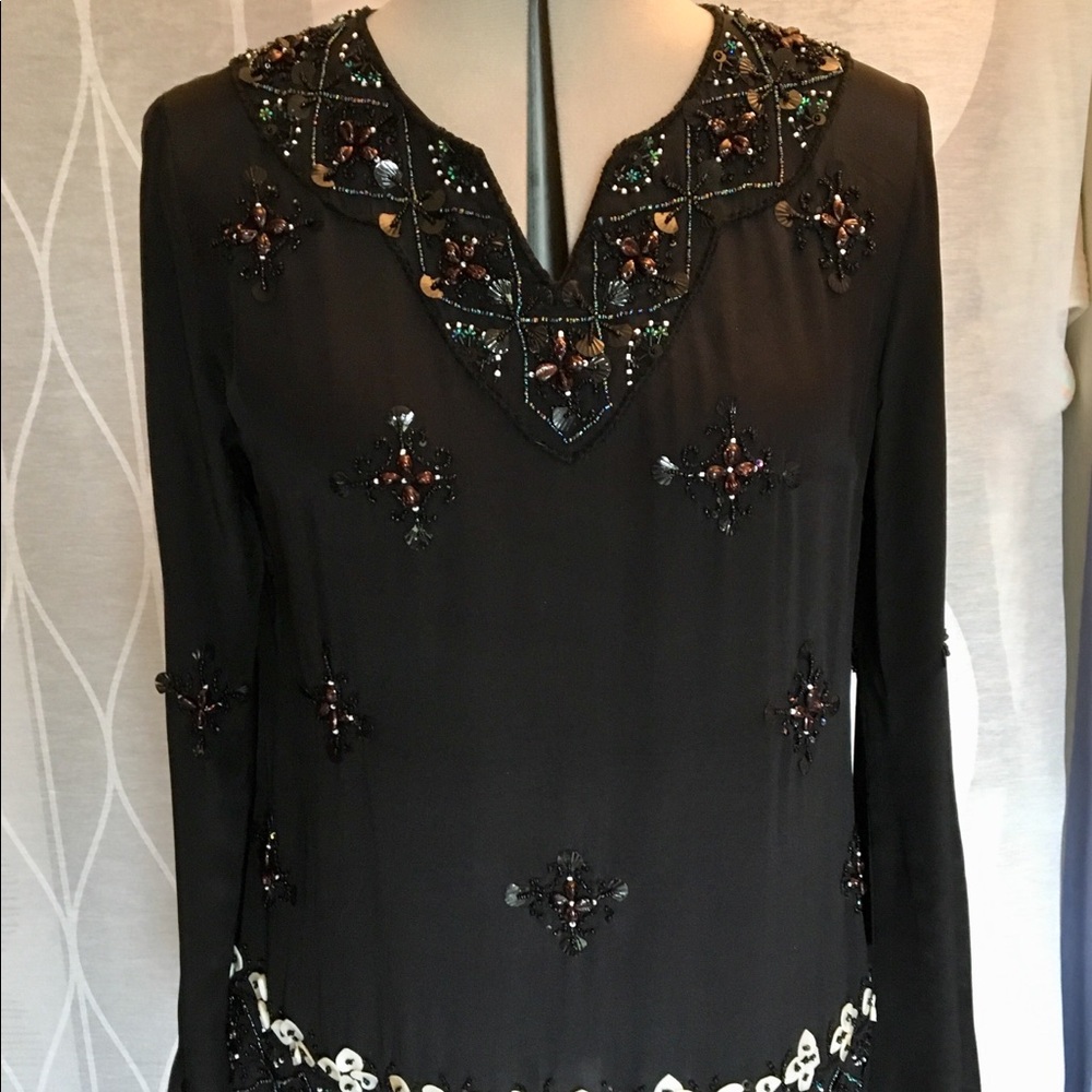 Alberto Makali black silk beaded top / tunic